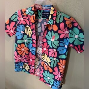 Vibrant Retro Floral Camp Shirt by Psycho Bunny / Size: 10-12 M